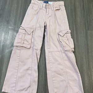 Old Navy Girls Cargo Pants Pink Size 7 Slim Cotton Twill Casual Belt Loops